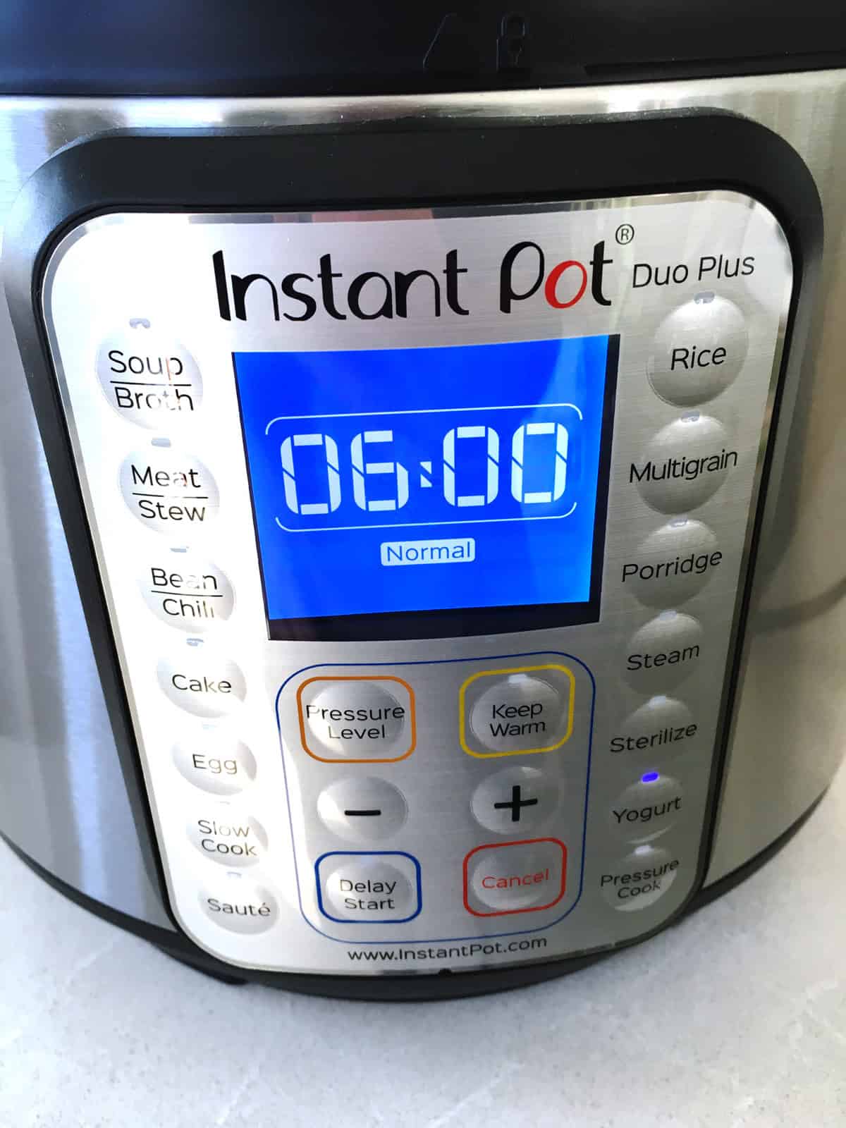 Instant Pot yogurt fermentation program set to six hours