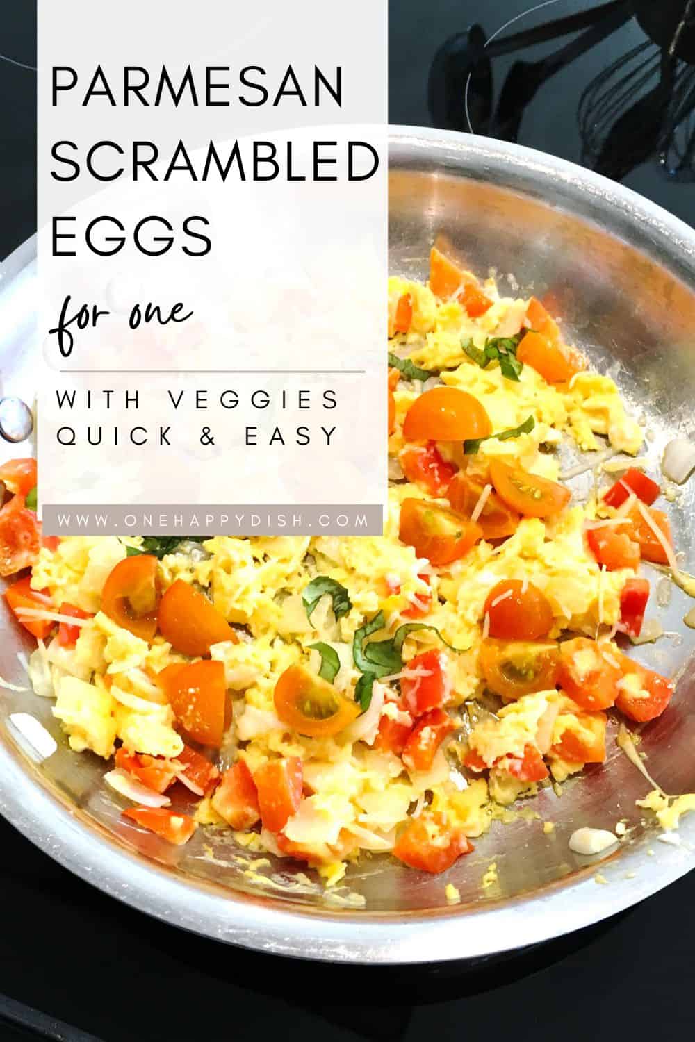 Parmesan scrambled eggs with veggies.