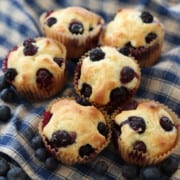 Homemade blueberry muffins with extra blueberries