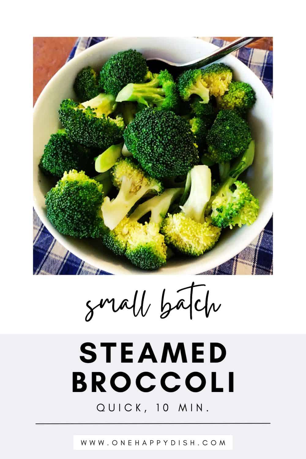 Steamed broccoli in a white bowl.