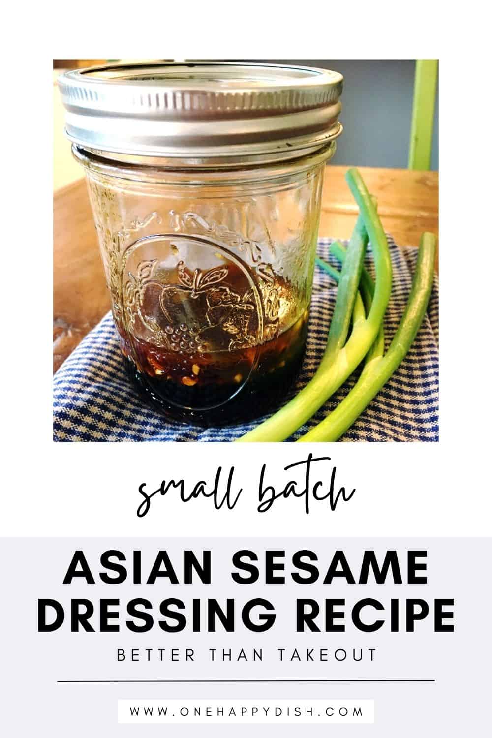Asian salad dressing in a small Mason jar.