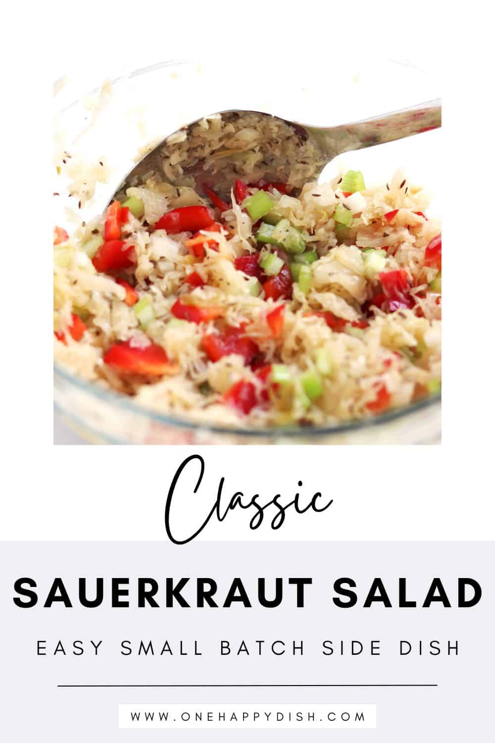 Old fashioned sauerkraut salad with caraway seeds.