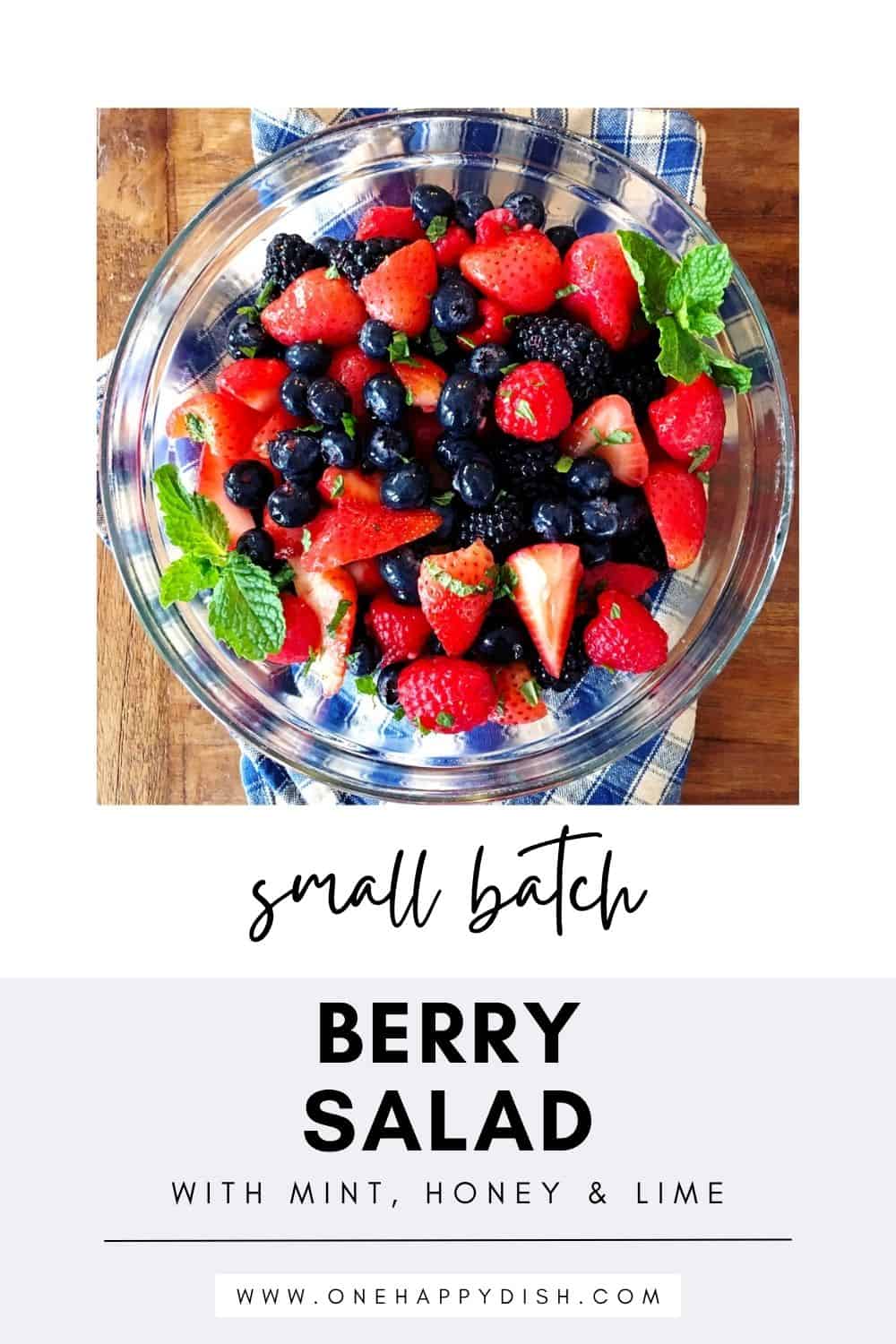 Fresh berry salad garnished with mint.