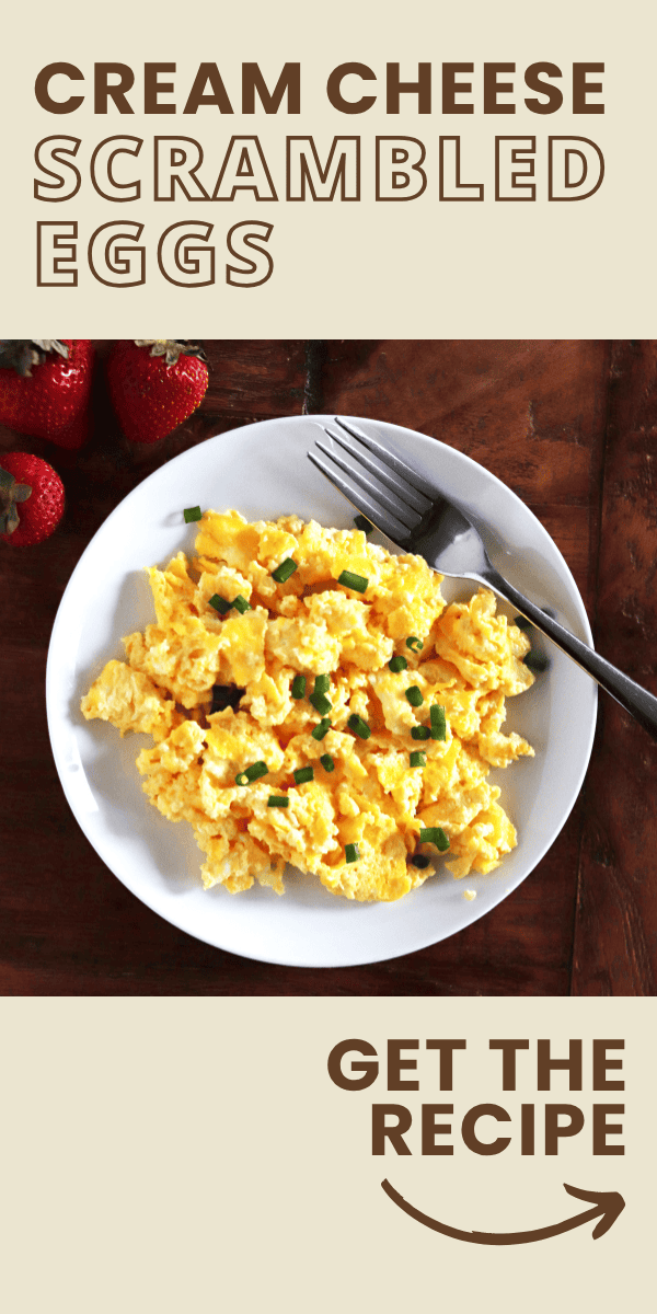 Banner with image of cream cheese scrambled eggs.