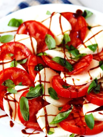 Closeup of Caprese salad.