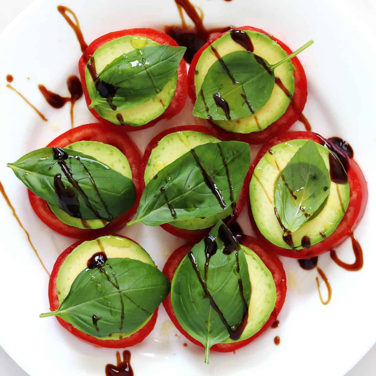 Vegan Caprese salad with avocado.